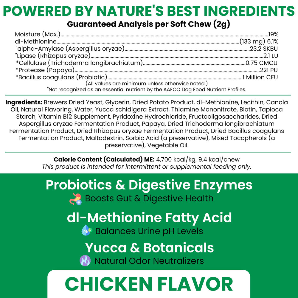 Chew + Heal Labs soft chews with chicken flavor appealing to dogs