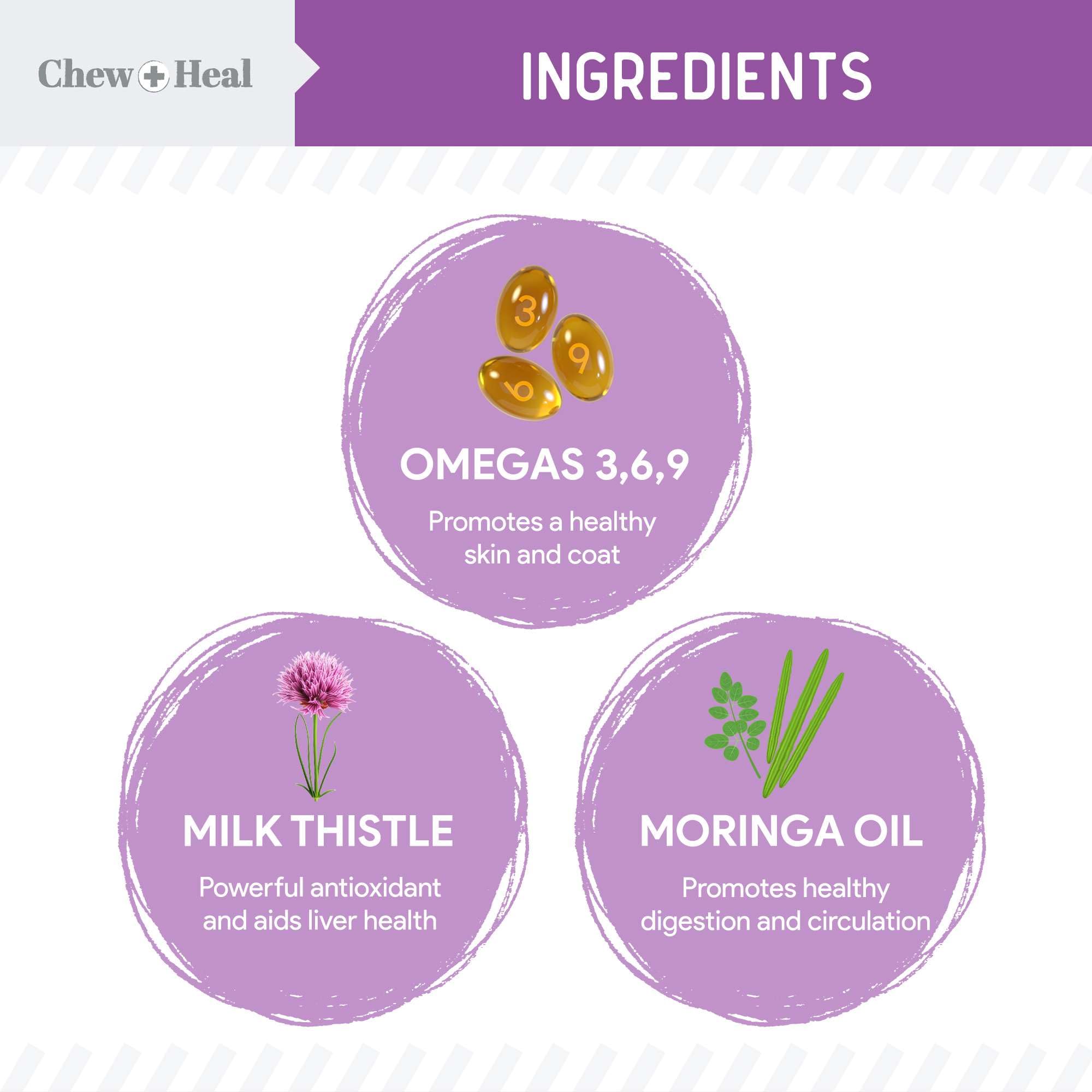 Chew + Heal Labs Wild Alaskan Salmon Oil image supporting skin health.