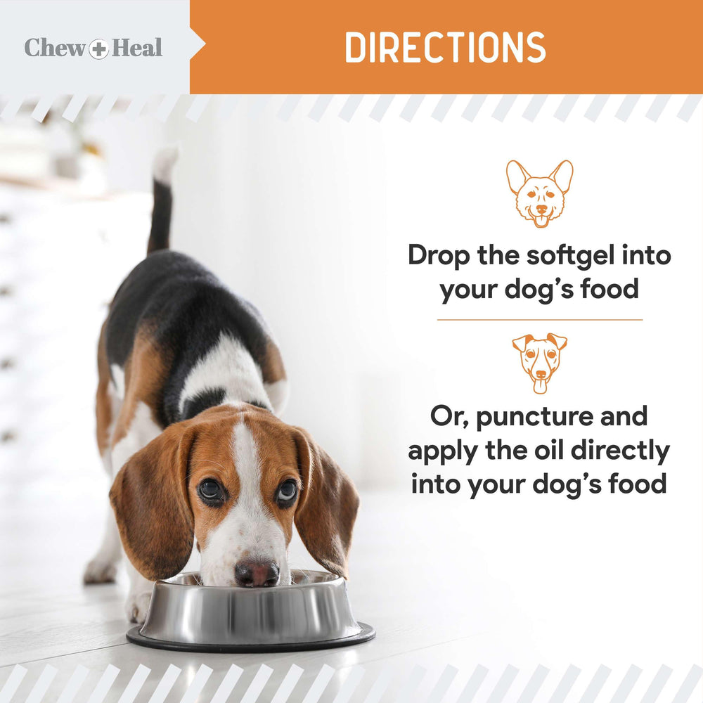 Chew + Heal Omega 3 reduces itch and dandruff for dogs