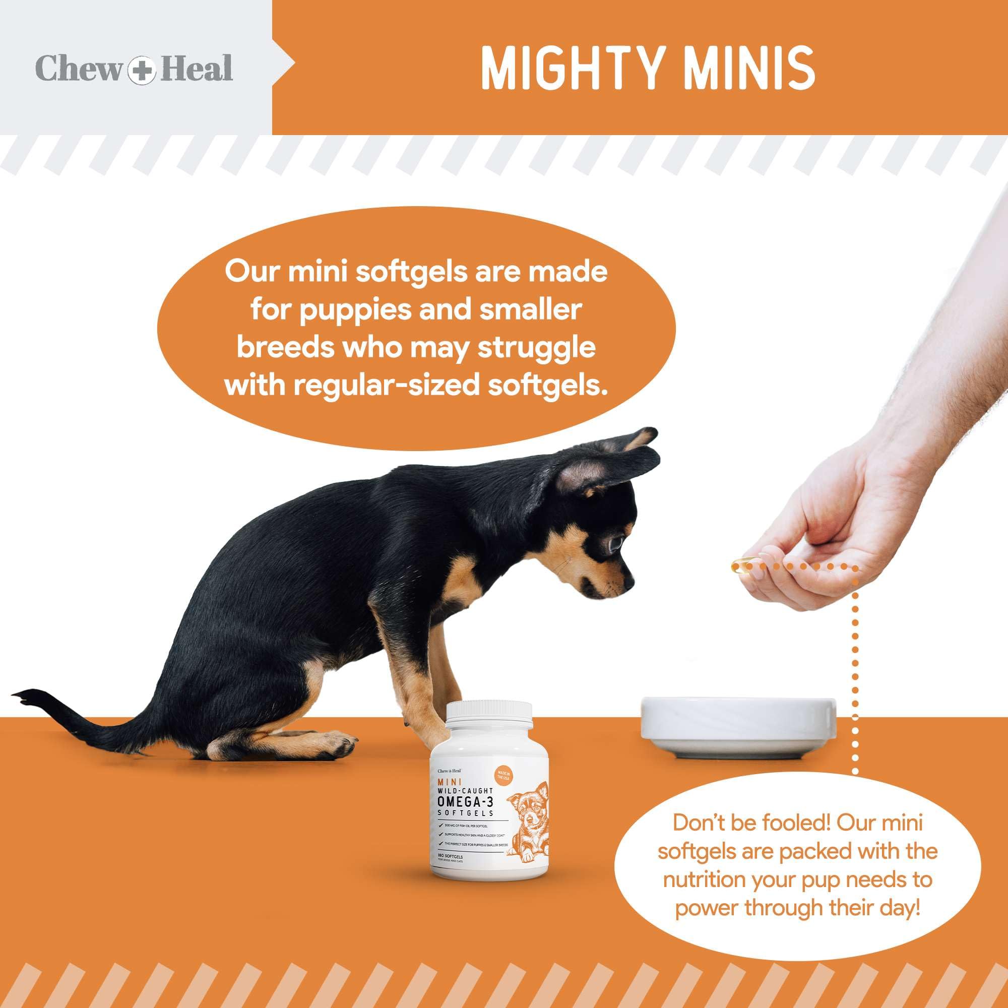 Chew + Heal Omega 3 made in the USA label