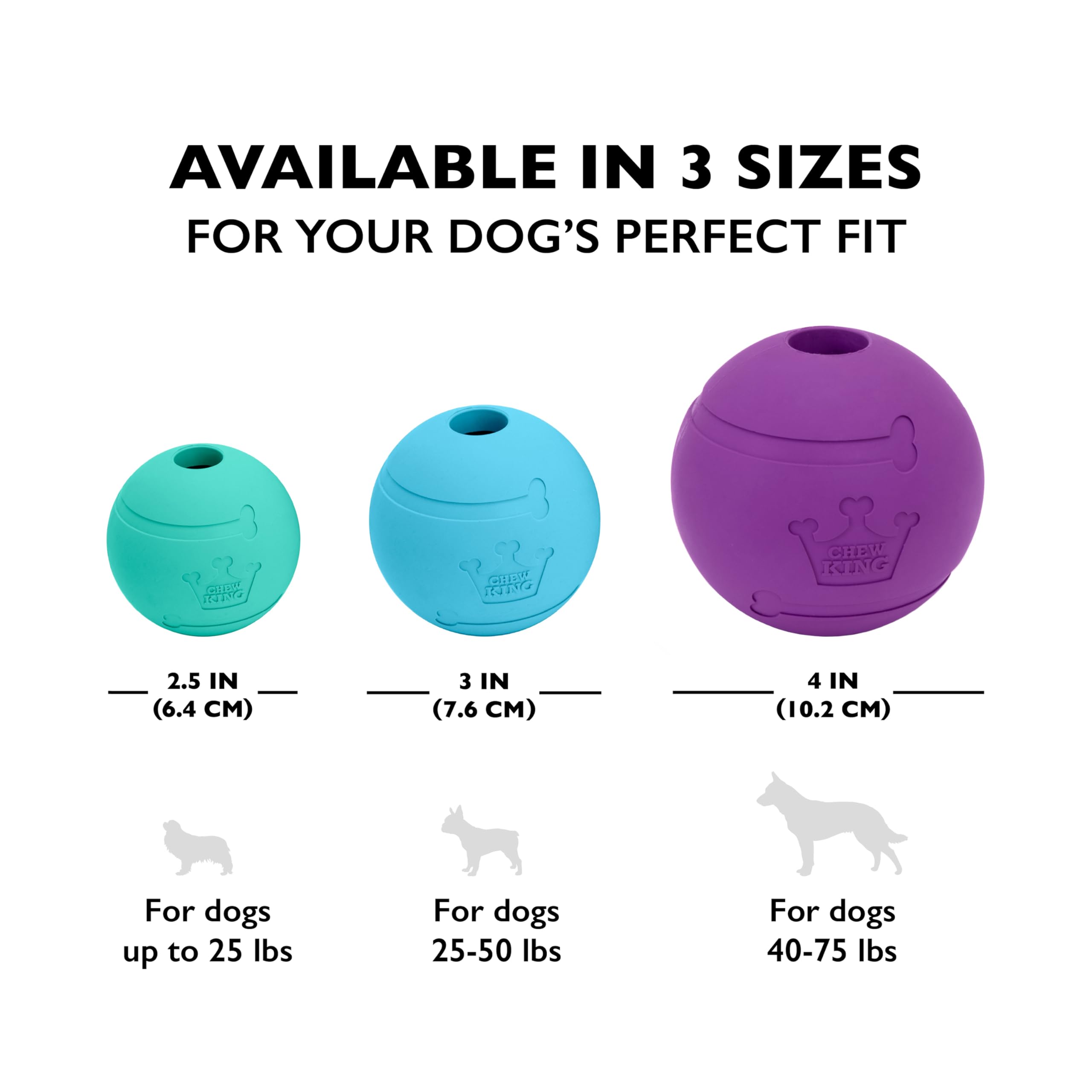 Chew King fetch ball close-up showing natural rubber texture and durability.