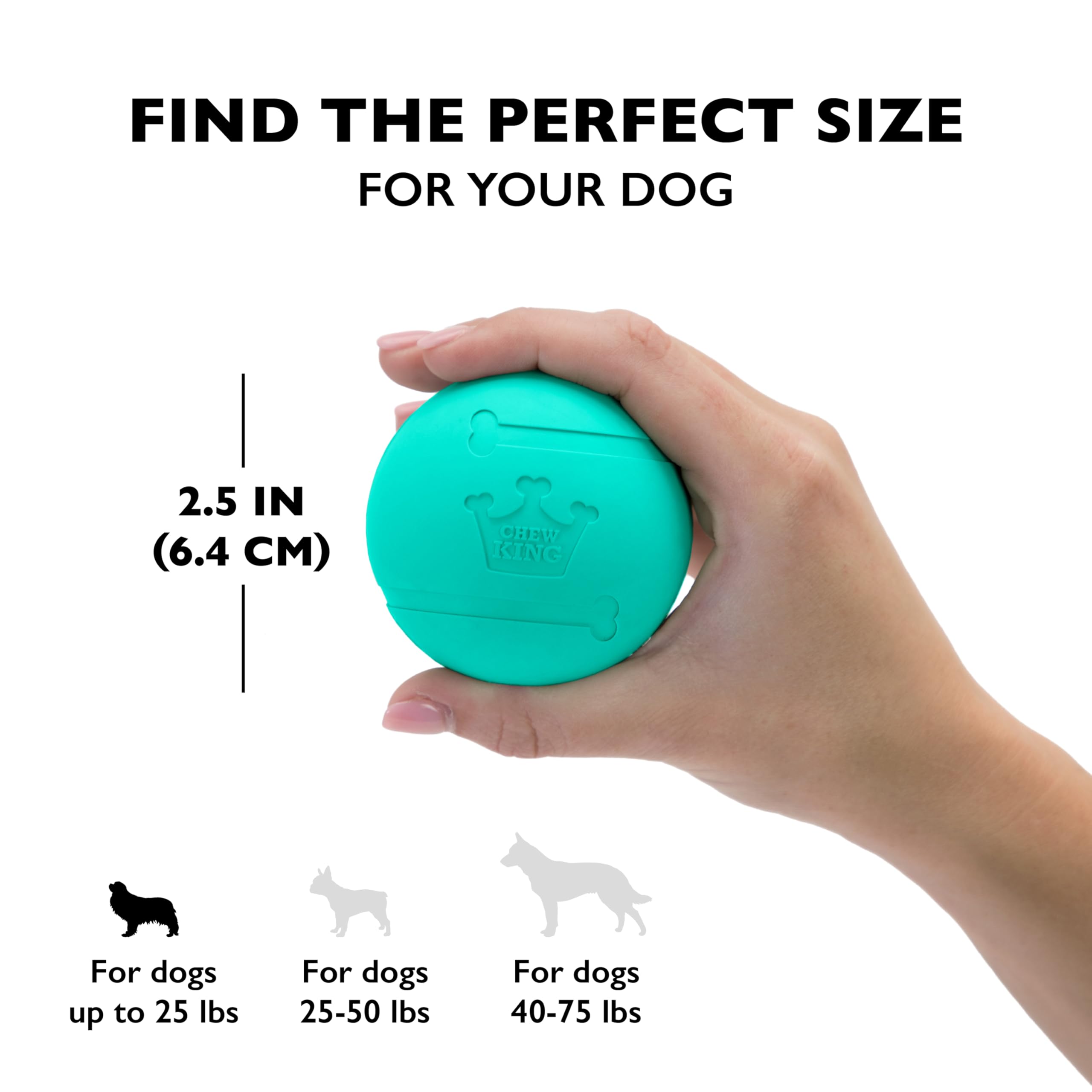 Chew King fetch balls 2.5-inch mesh bag included for easy storage.