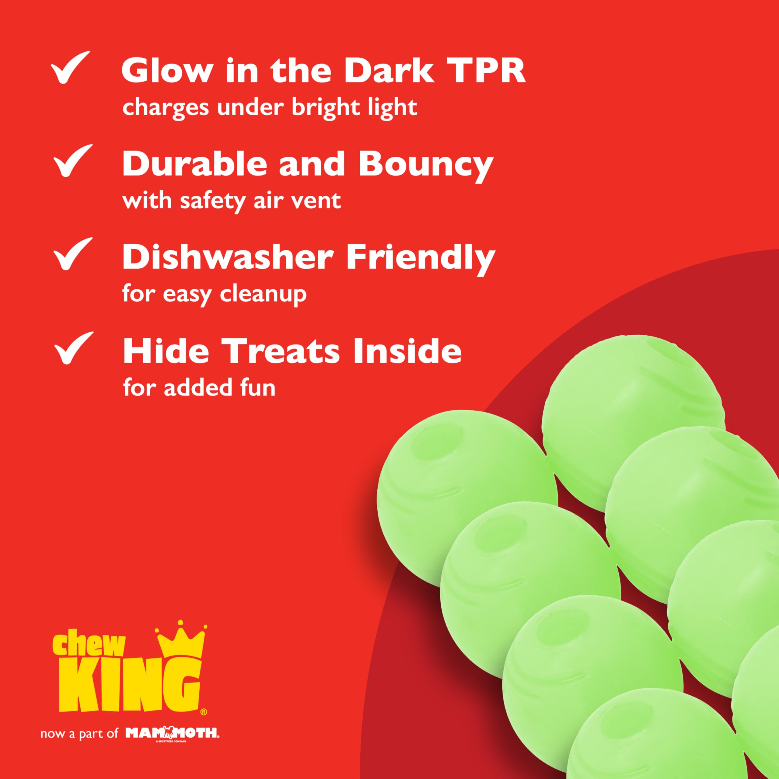 Chew King high-bounce glow ball ideal for after-dark fetch