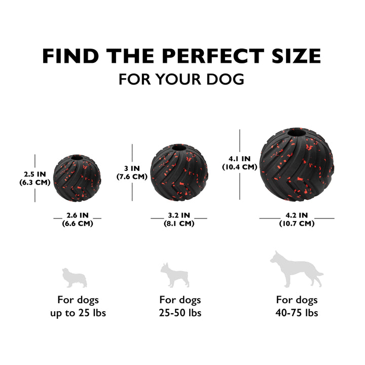 Chew King Supreme treat-inside ball enables reward-based enrichment during training.
