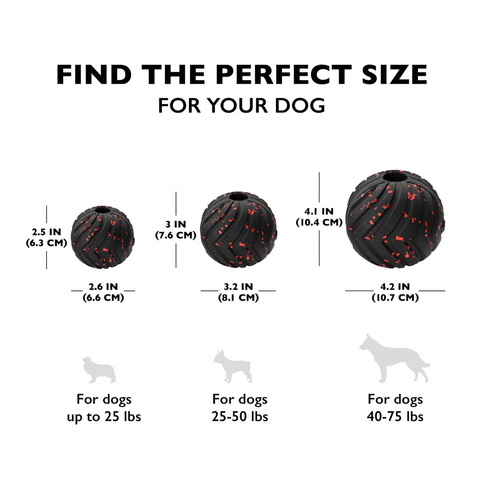 Chew King Supreme treat-inside ball enables reward-based enrichment during training.