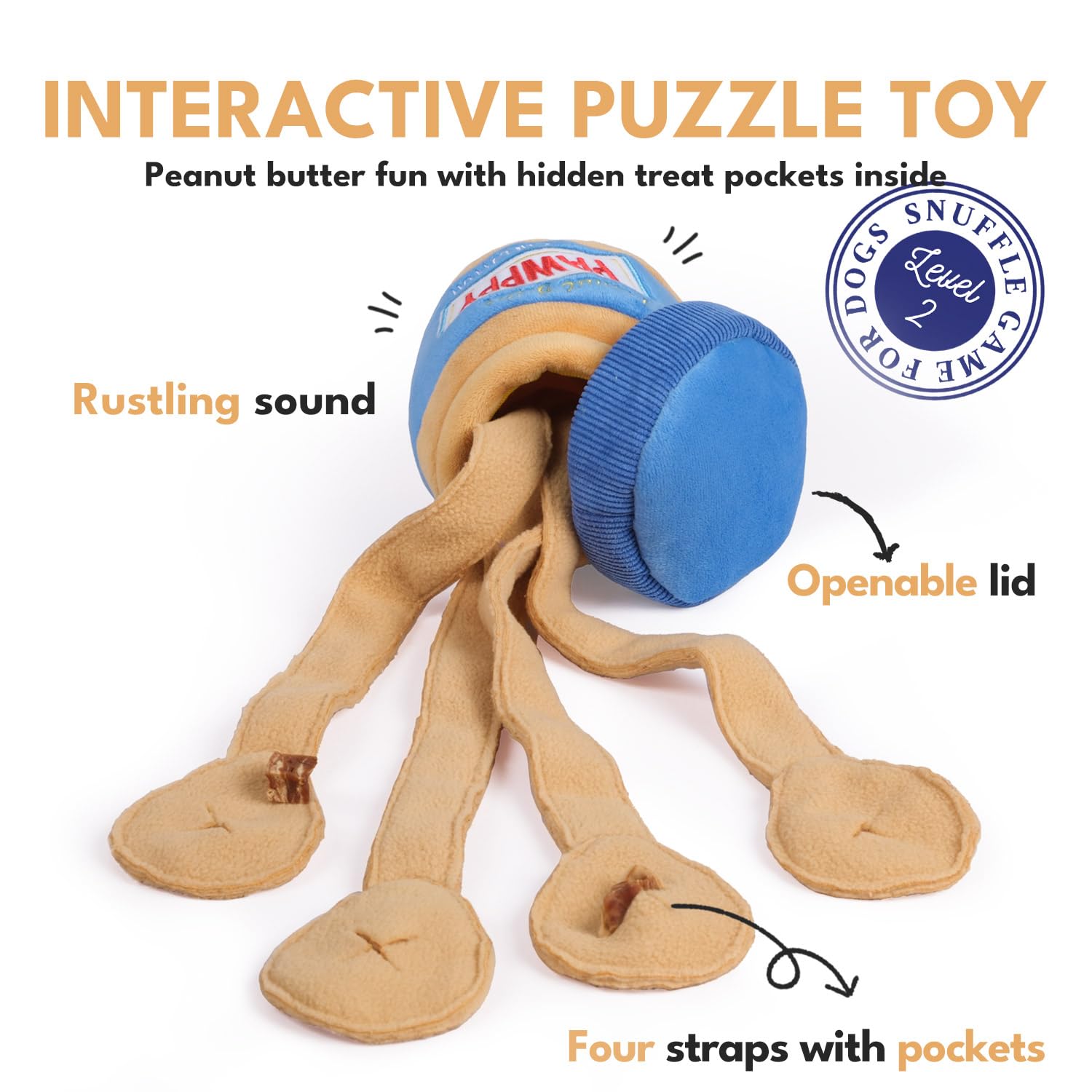 CHEWFFON interactive dog enrichment toy featuring crinkle texture and plush durability.