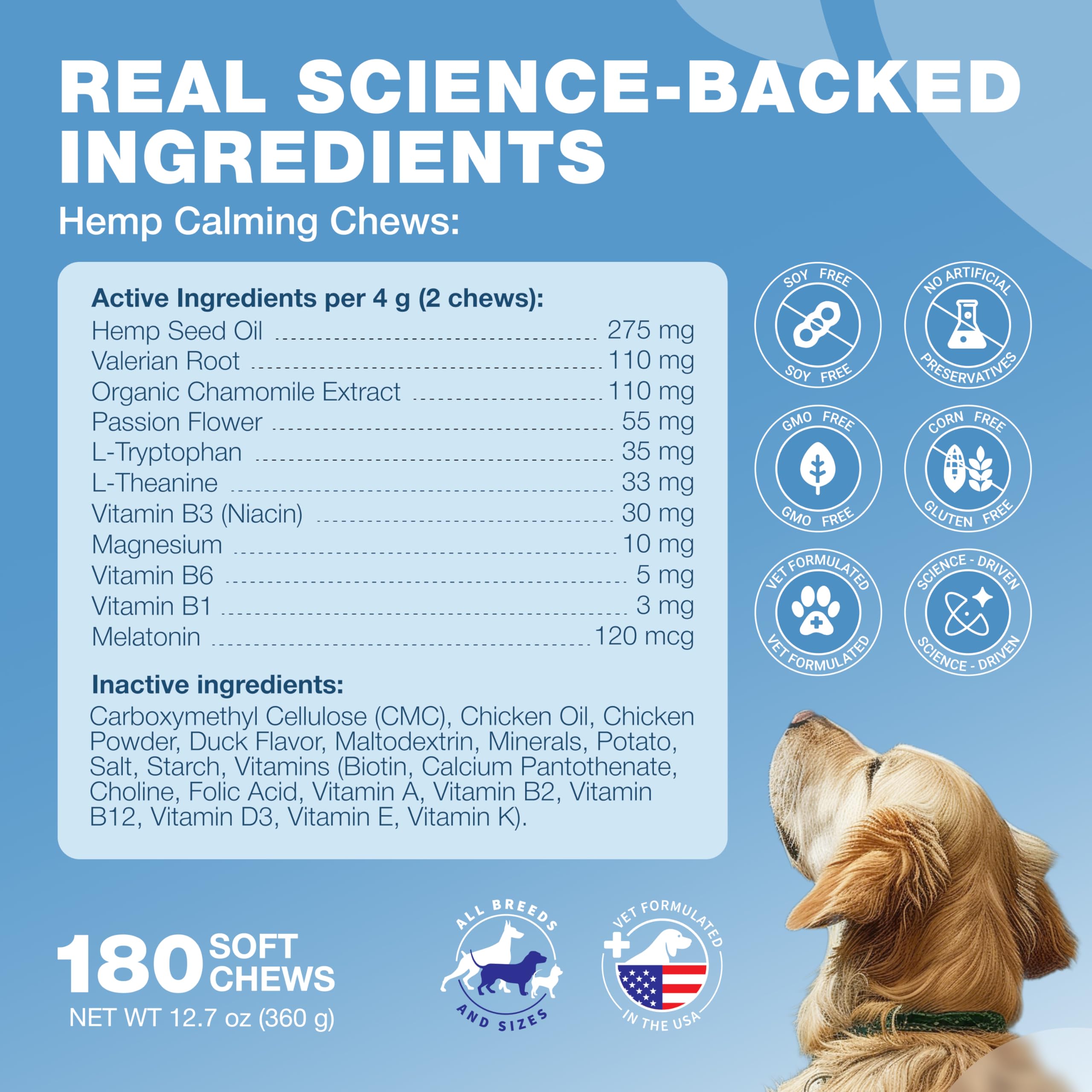 CHEWIA Chamomile extract dog treats for gentle support after loud events
