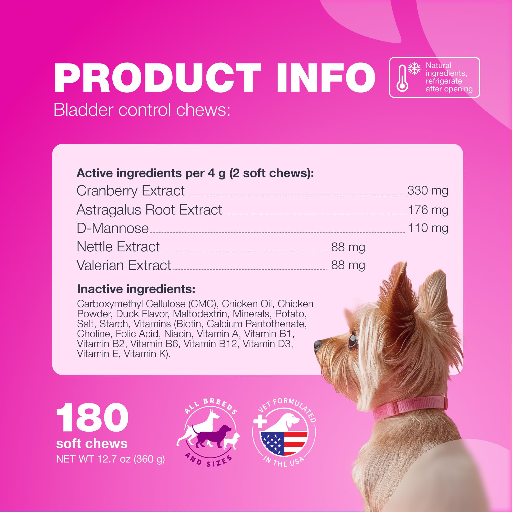 CHEWIA Cranberry Extract Dog Chews emphasize natural ingredients for urinary health.