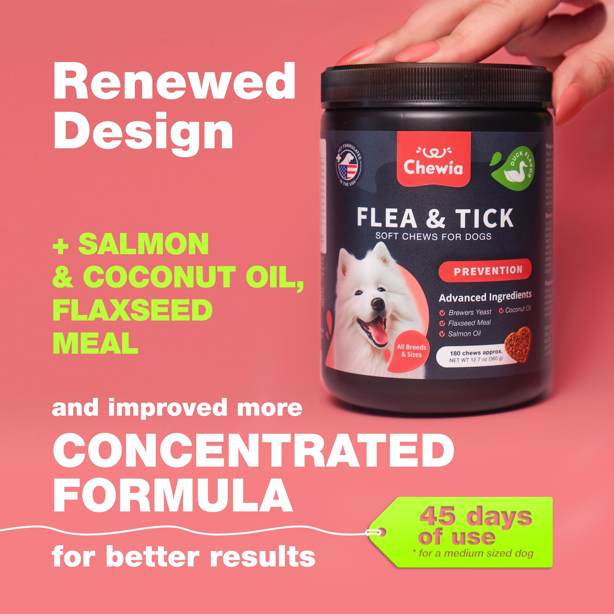 Closeup of CHEWIA soft chews showing tasty, easy-to-administer flea prevention.