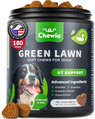 CHEWIA Grass Spot Chews packaging showing dog-friendly formula for digestion