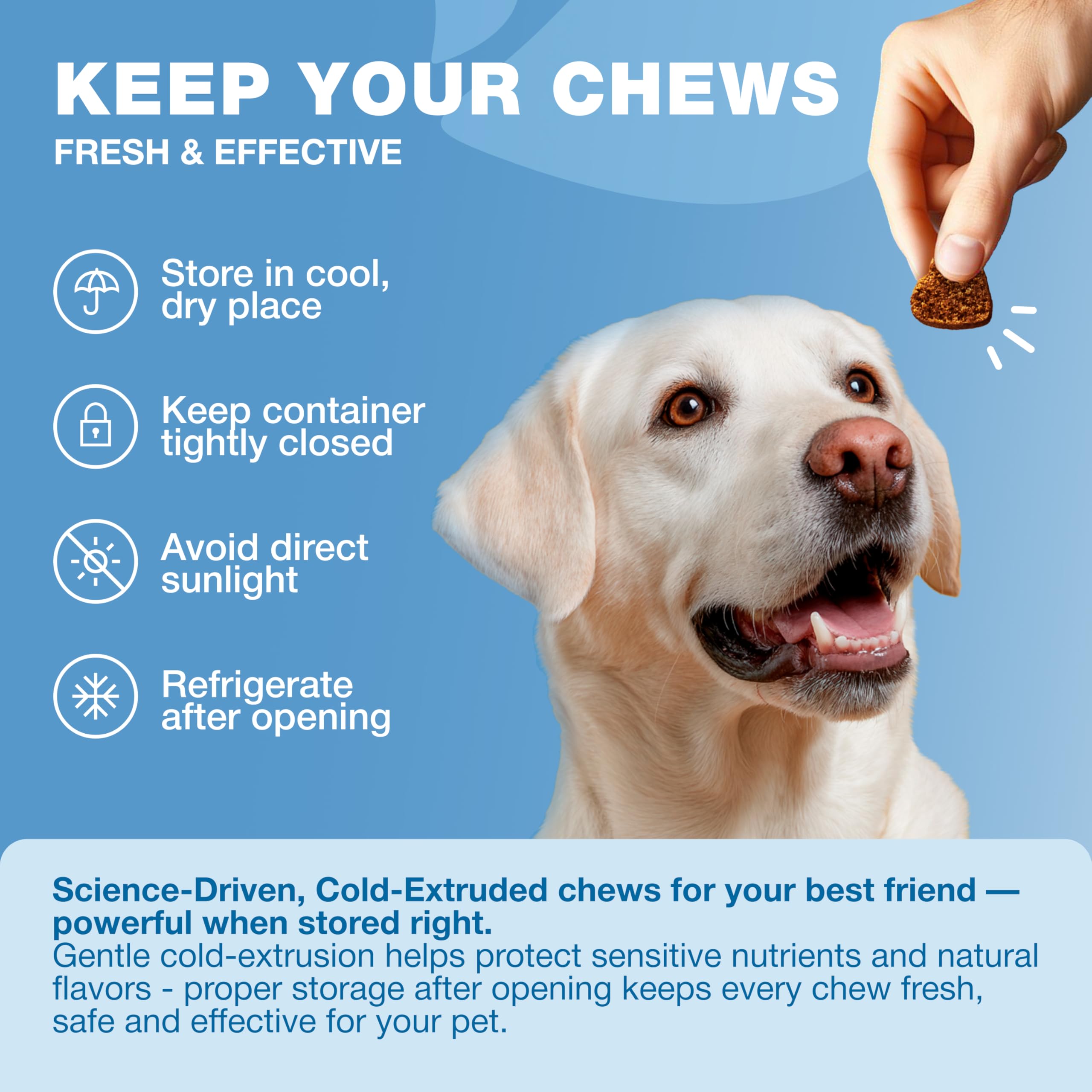 CHEWIA Travel packaging image with calming chews for trips