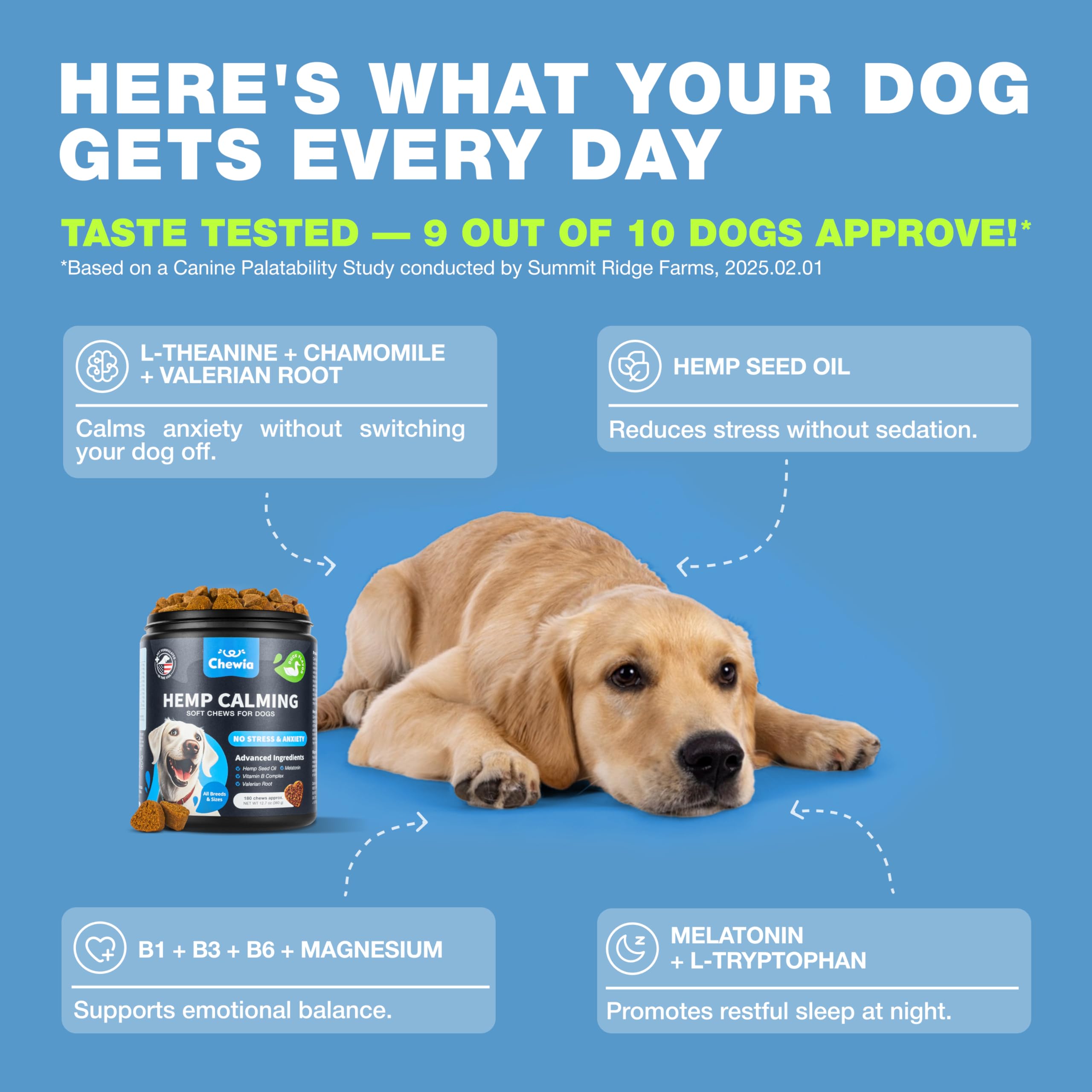 CHEWIA Valerian Root guided chew aiding daily canine relaxation