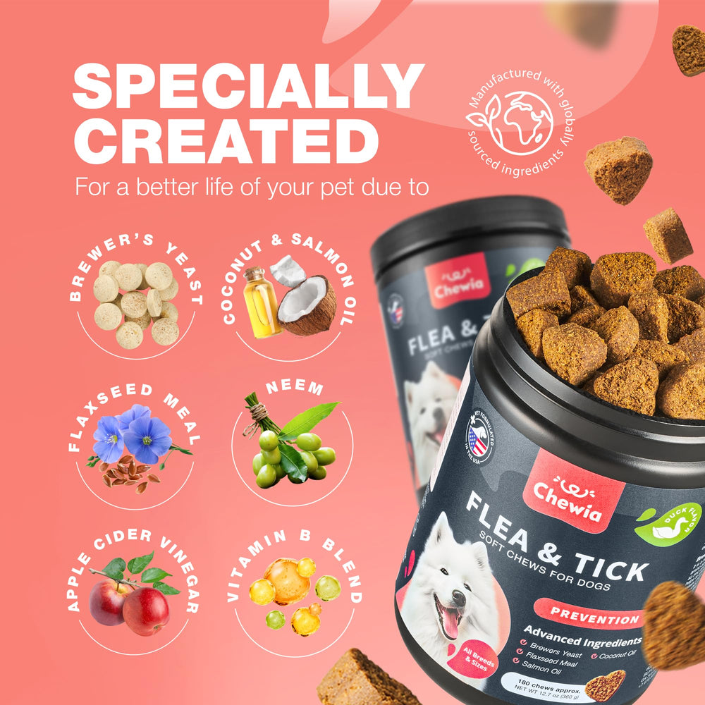 CHEWIA year-round flea and tick prevention chews ready to serve.