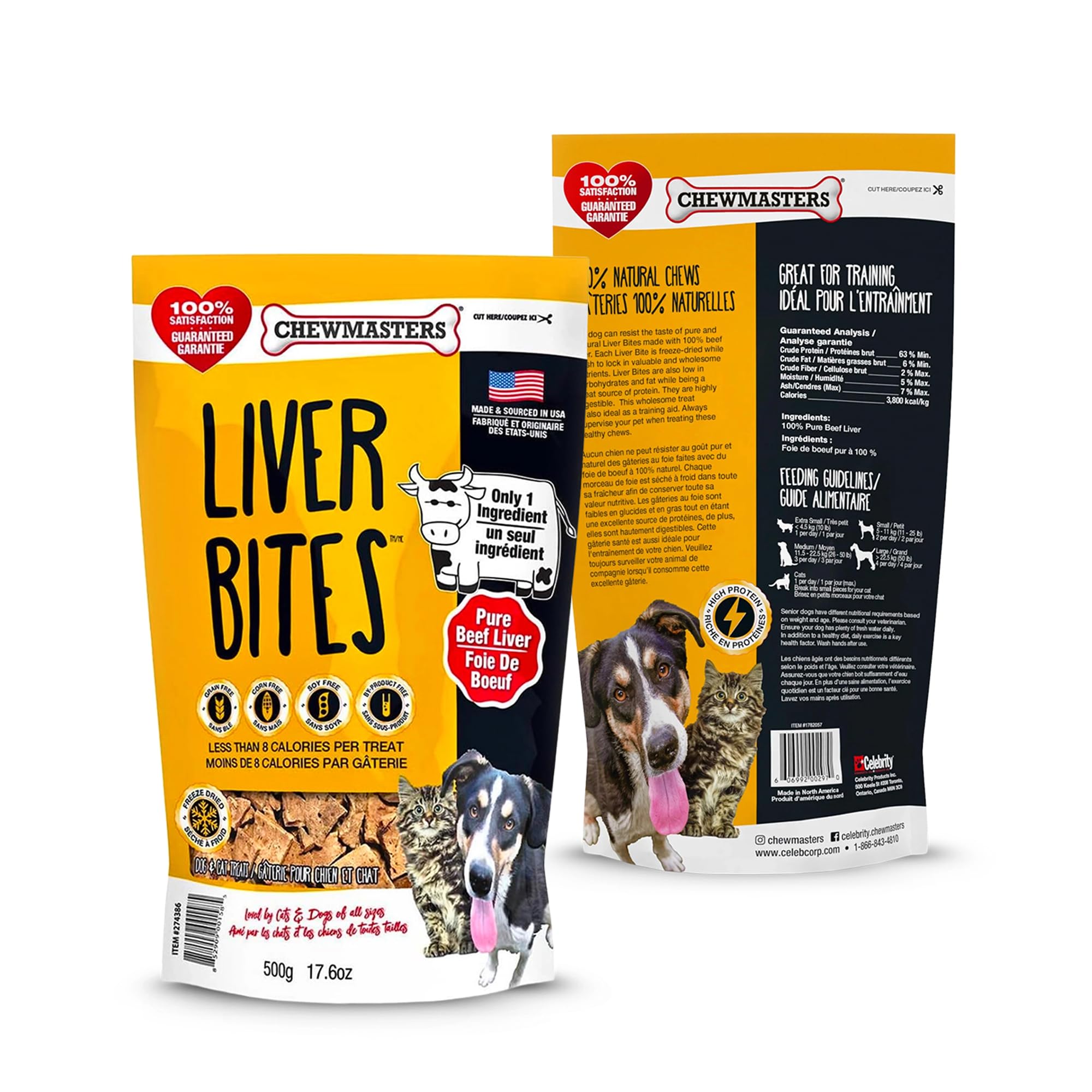 Chewmasters beef liver bites serving size for quick rewards during walks or training.