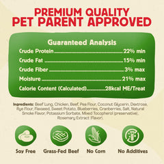 Chewmasters Beef Stix grain free formula supports gentle digestion