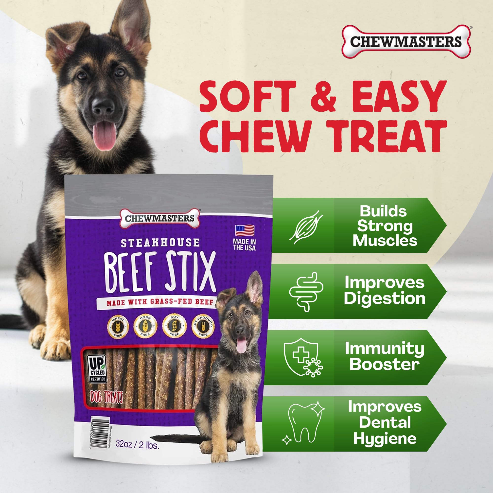Chewmasters Beef Stix training reward sticks aid focus during sessions