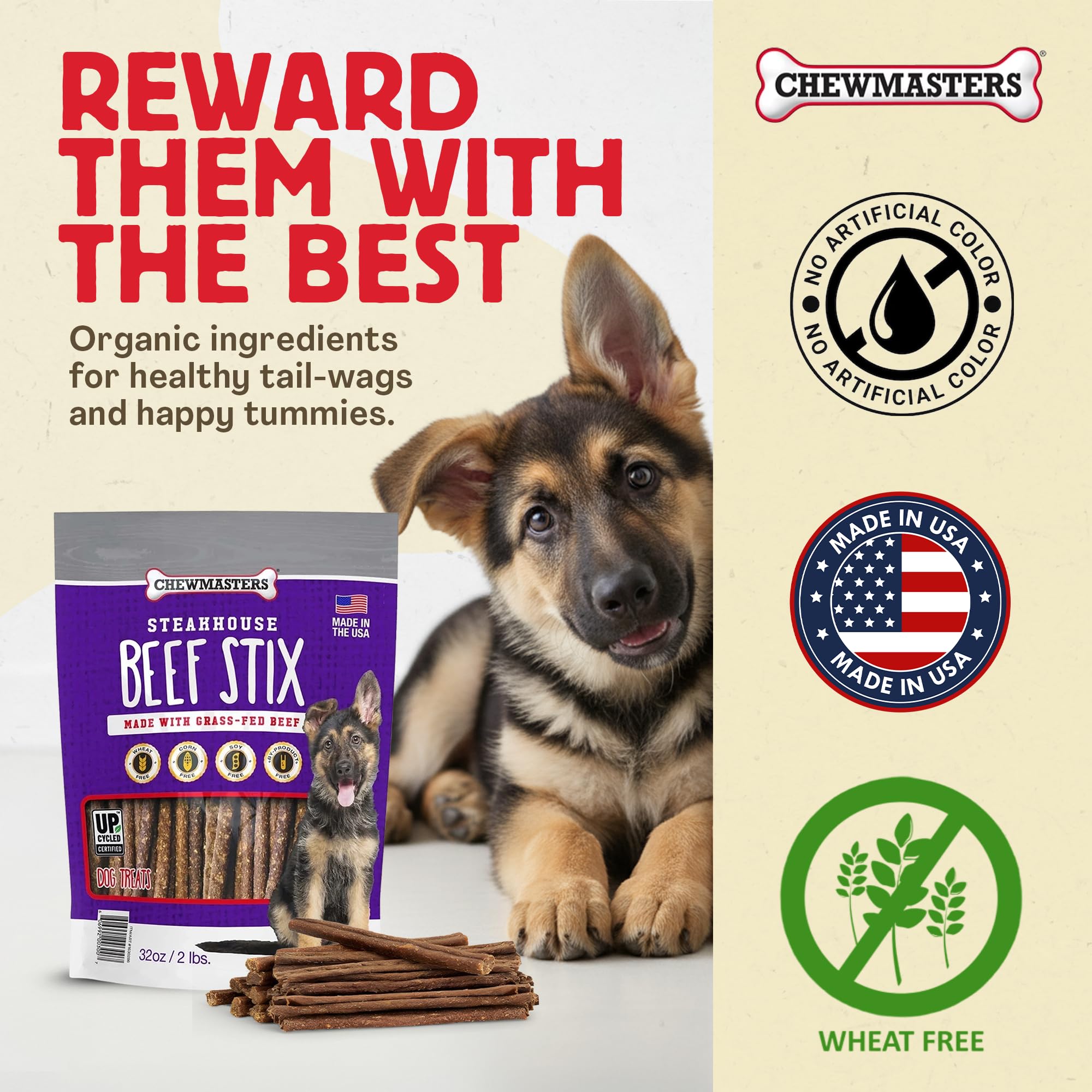 Chewmasters Beef Stix USA made treats crafted with care