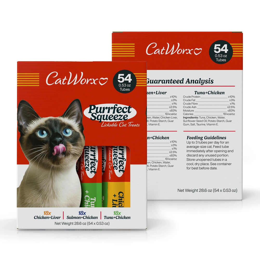 Catworx Purrfect Squeeze three-recipes collection offers flavor variety.