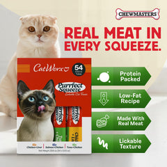 Catworx Purrfect Squeeze tuna-chicken tube entices picky eaters with creamy flavor.
