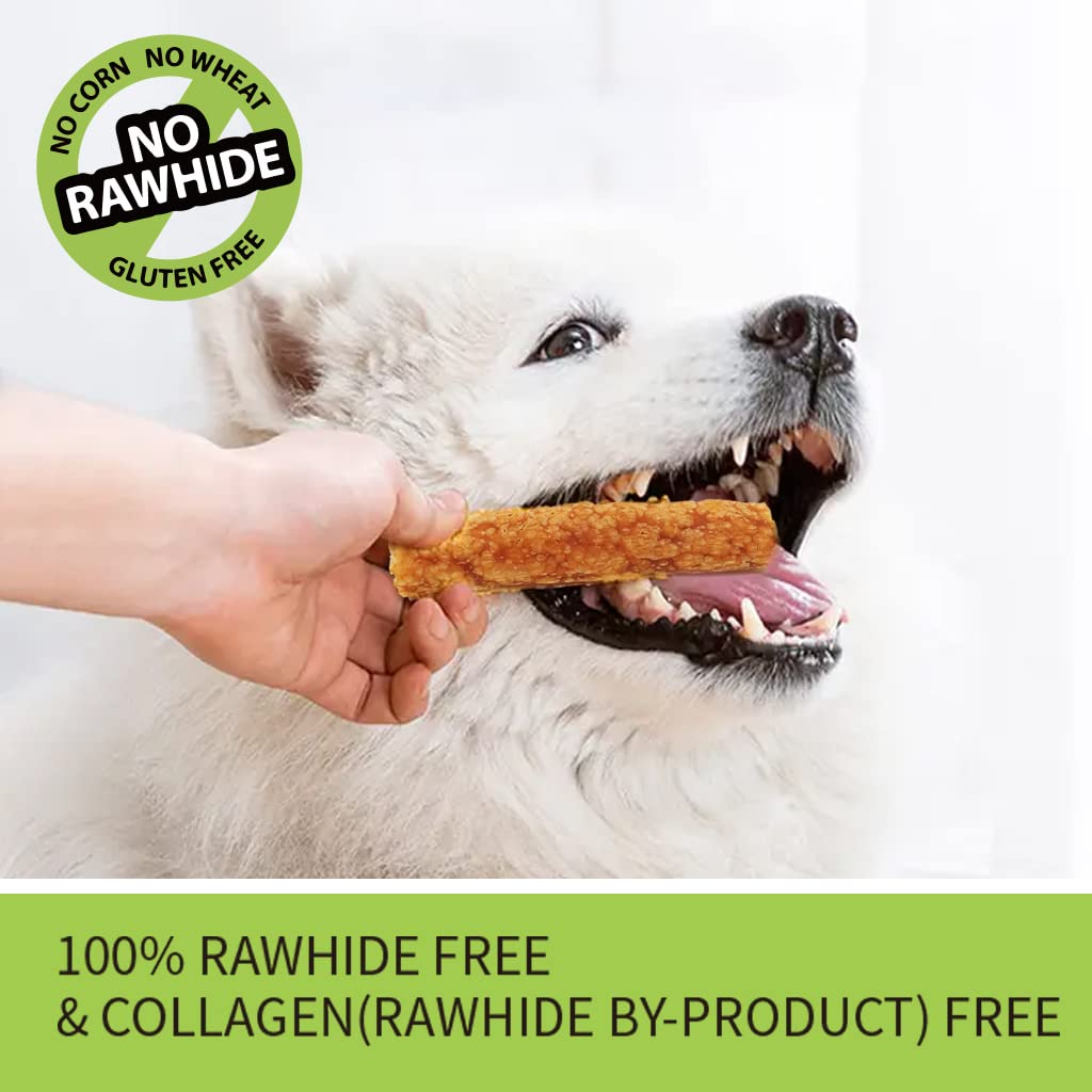 ChewRuffic chicken dog chew sticks packaging rawhide-free formulation.