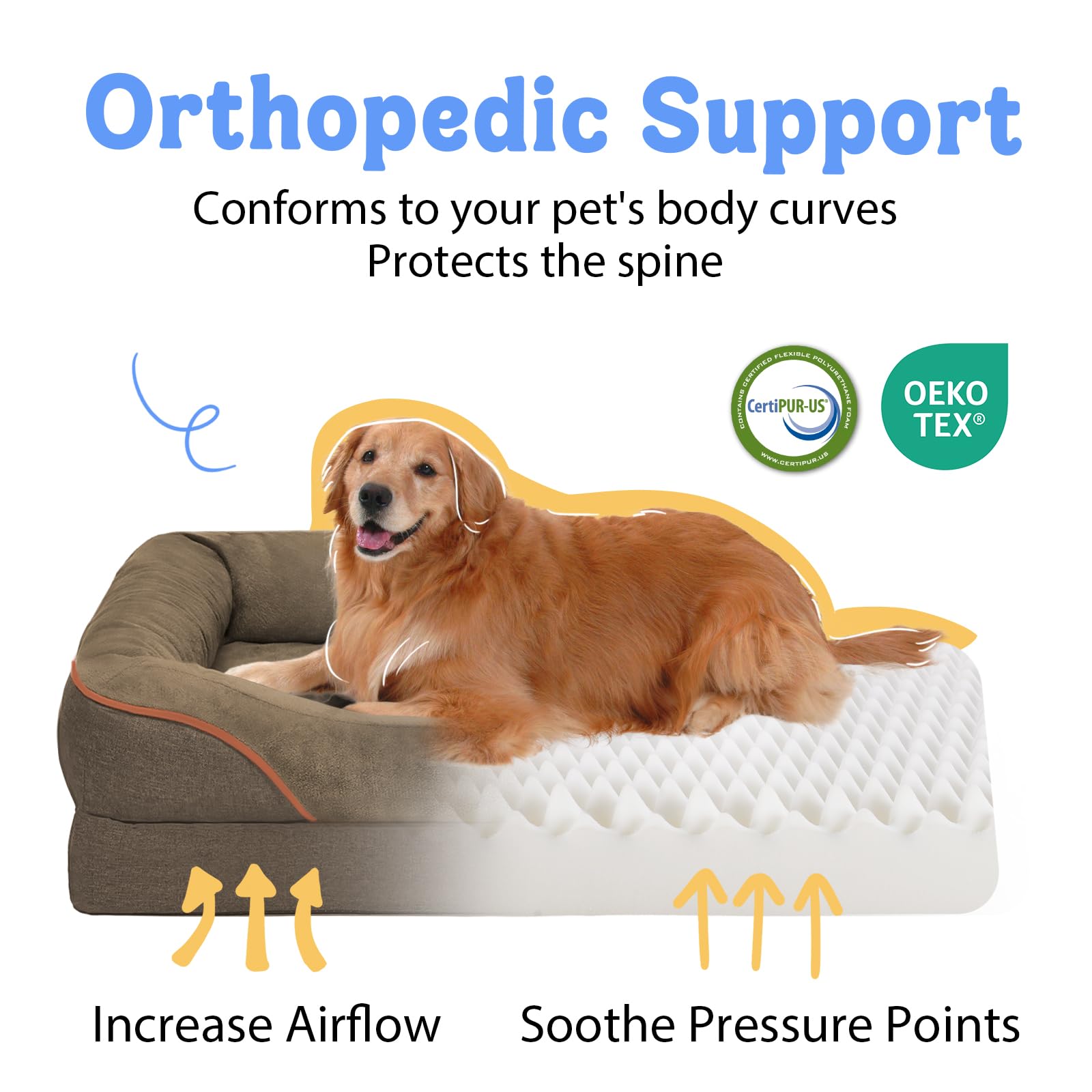 Chez Paw orthopedic-foam-mattress promotes even weight distribution for restful big-dog sleep.