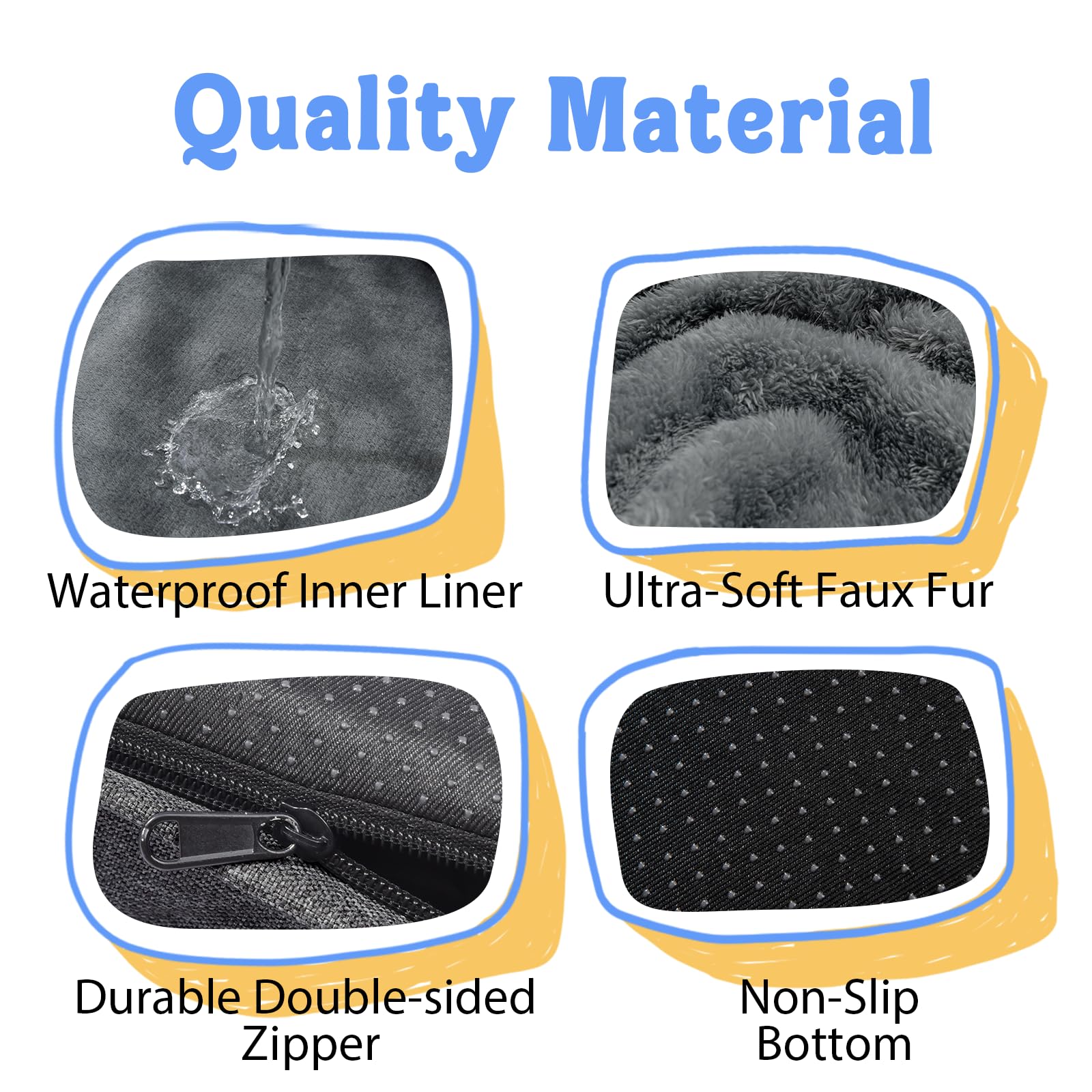 Chez Paw bed, removable-cover closeup with dual zippers for easy cleaning