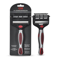 CHI for Dogs 2-in-1 dematting rake with wide teeth for knot relief in thick coats