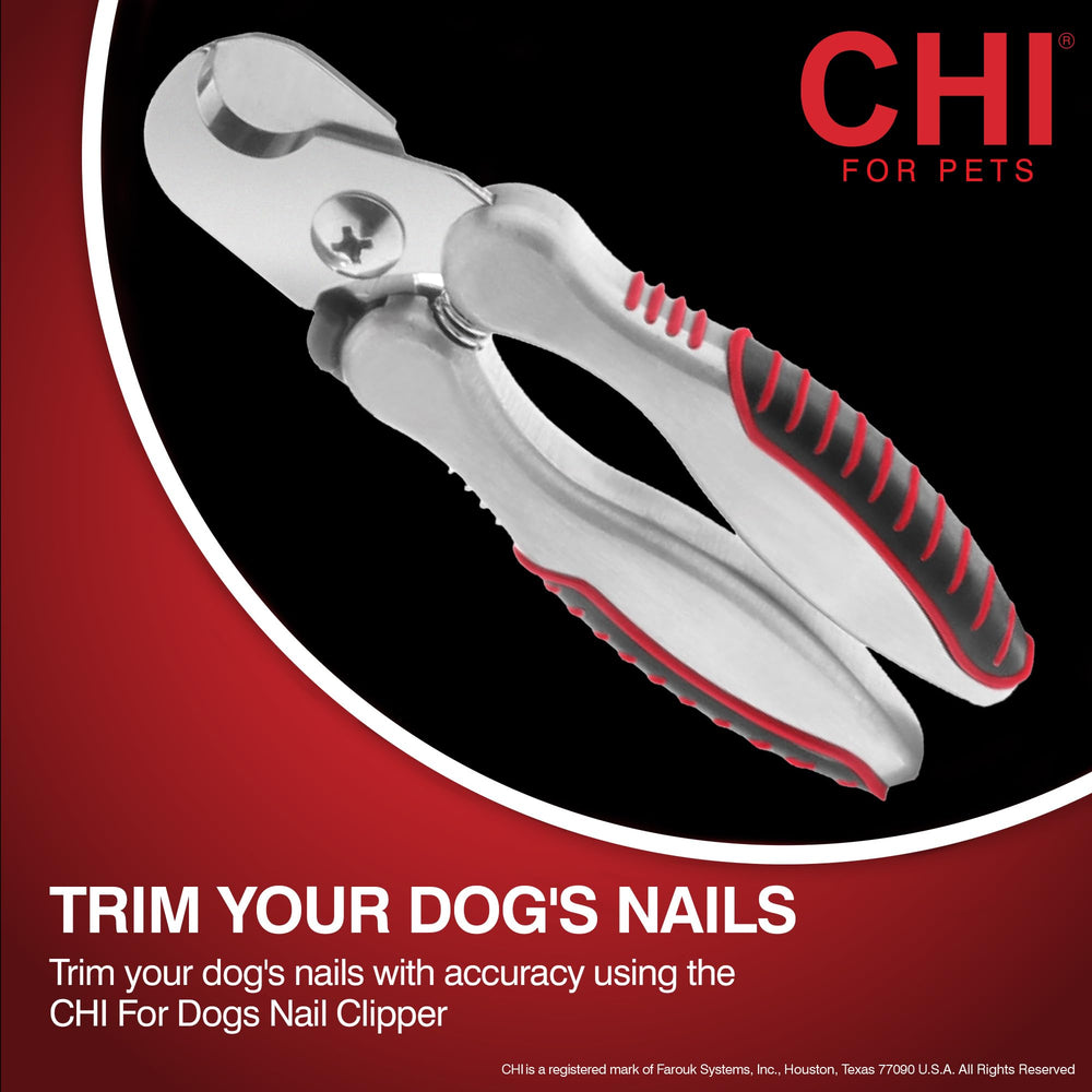 CHI for Dogs nail clipper safety guard showing quick protection during trimming
