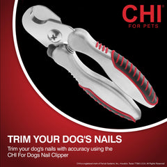 CHI for Dogs nail clipper safety guard showing quick protection during trimming