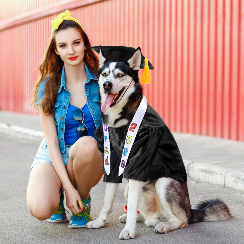 Chicingyou black pet graduation costume suitable for puppies, cats, and doll play