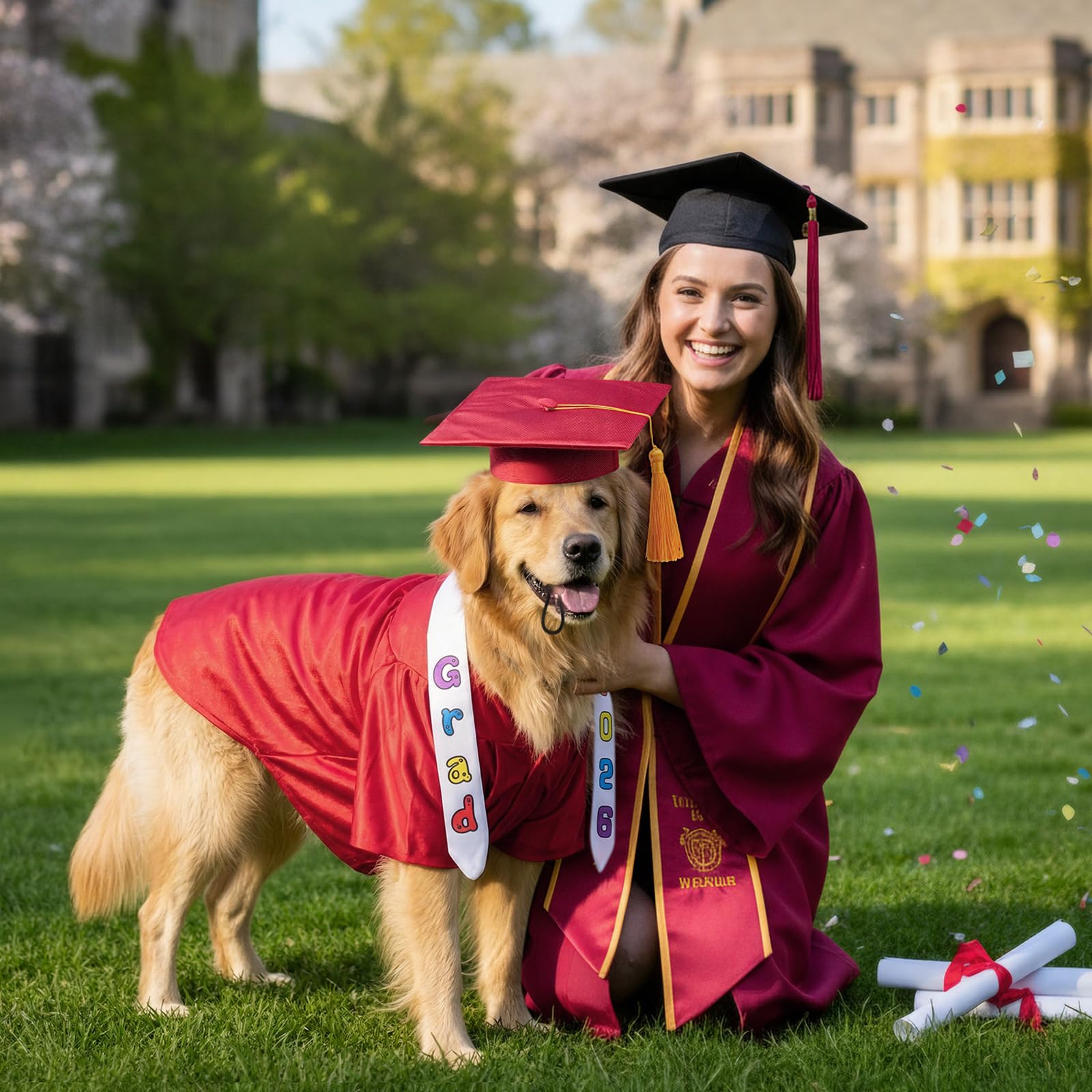 Chicingyou pet graduation photo prop in red for festive memories