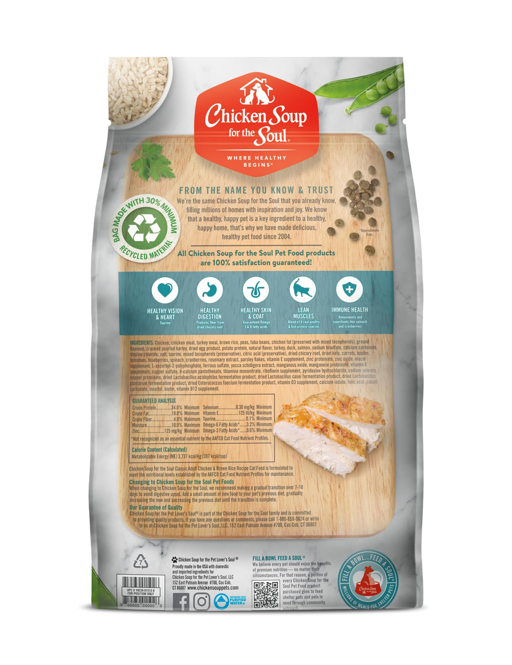 Chicken Soup for the Soul brown rice image demonstrates balanced nutrition for cats