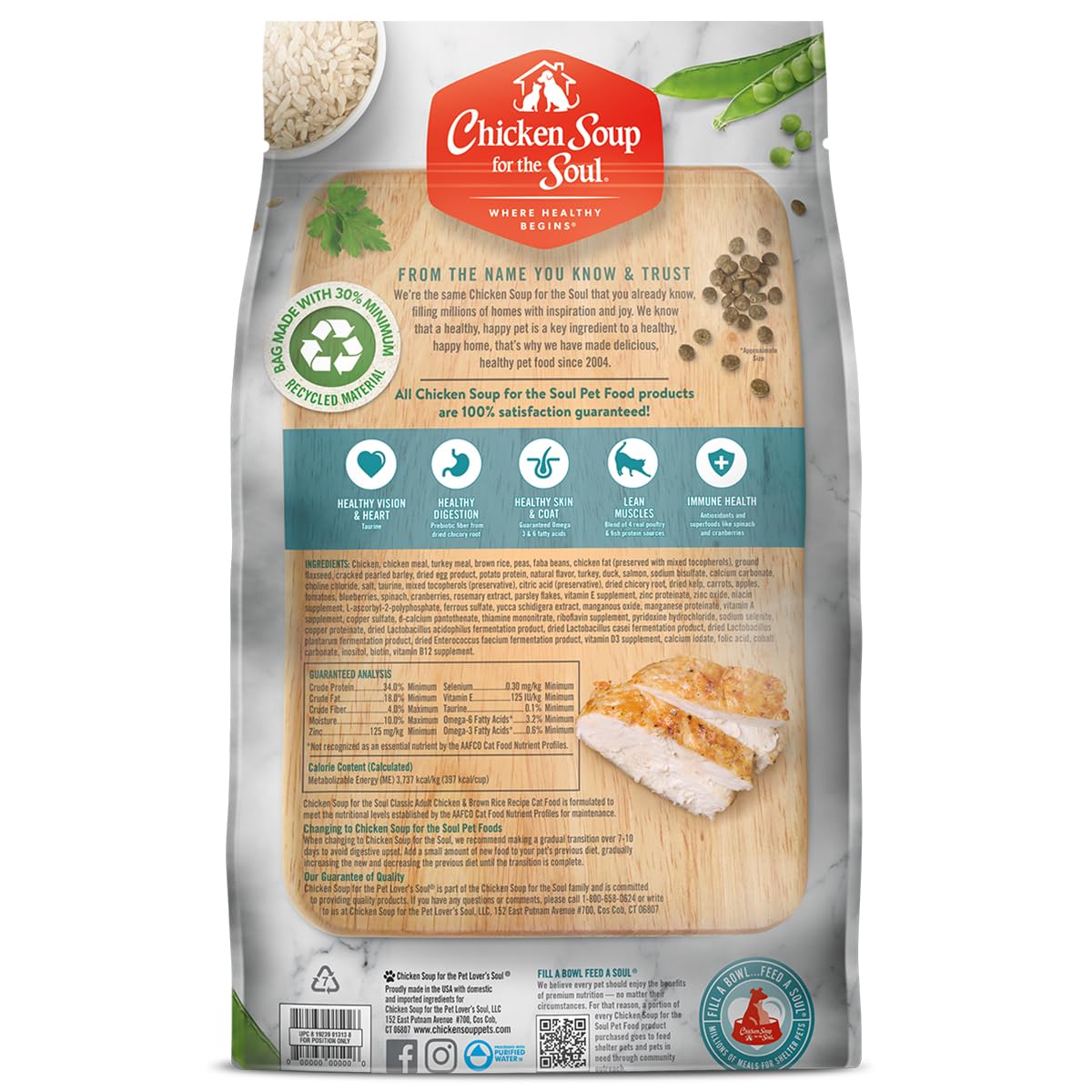 Made in USA label on Chicken Soup for the Soul cat food packaging