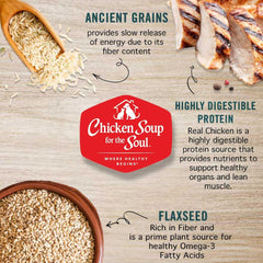 Chicken Soup for the Soul formula is soy-free, corn-free, and wheat-free, produced in the USA.