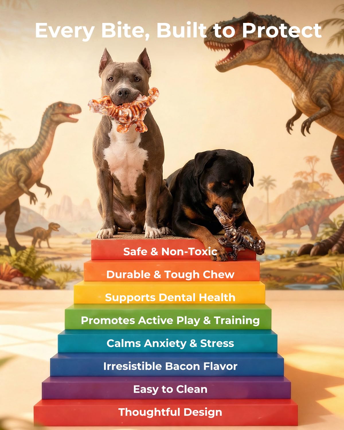 ChienBox dinosaur-shaped chew toy for easy grip and big bites