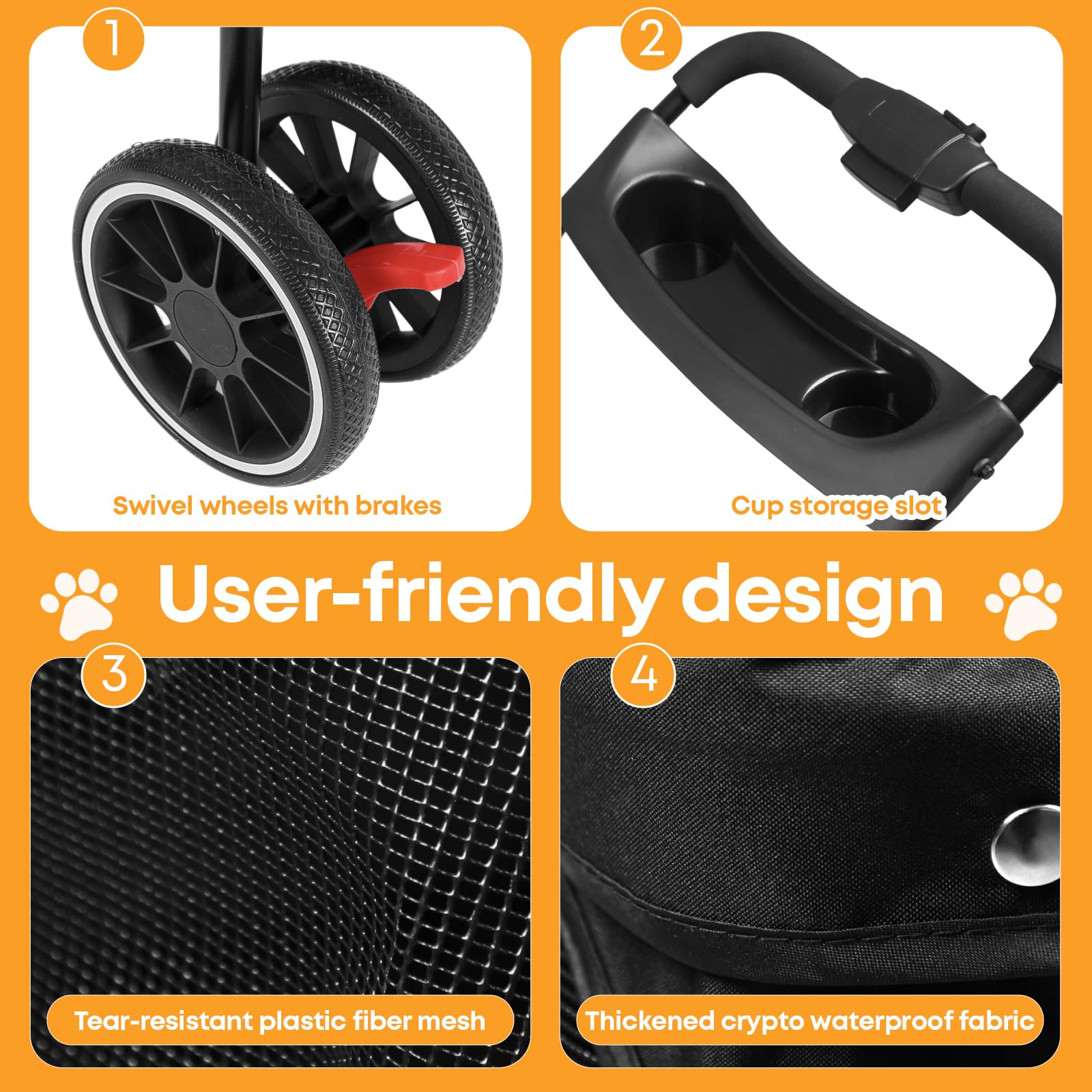 Chihuahua cat stroller all-terrain wheels shown on grass surface for smoother rides