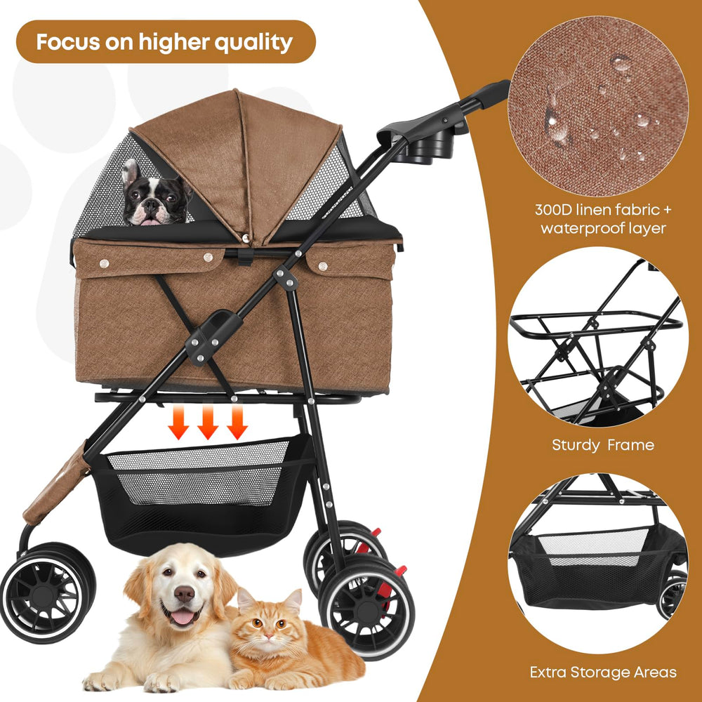 Chihuahua pet stroller with dual front and back openings for easy access.