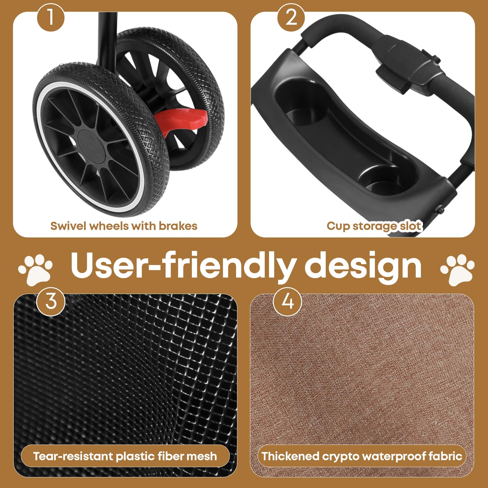 Chihuahua pet stroller folded compact for travel and storage.