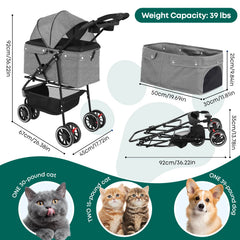 Chihuahua pet stroller three-wheel design for smooth steering.