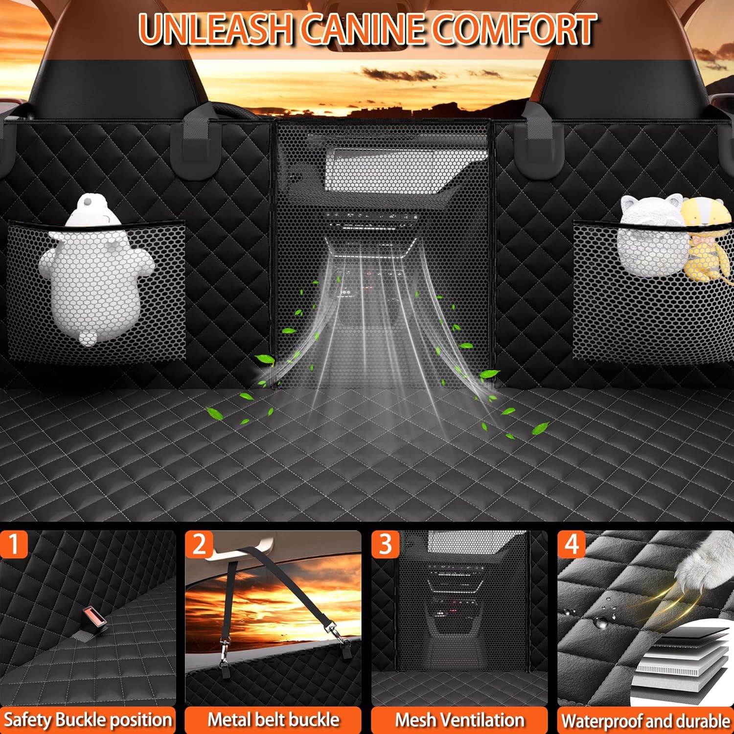 Chilino breathable mesh window promotes airflow and pet visibility during rides