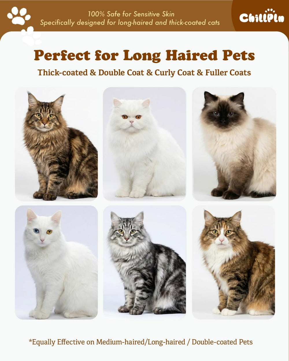 CHILLPLN Cat Brush professional grooming tool for large coats