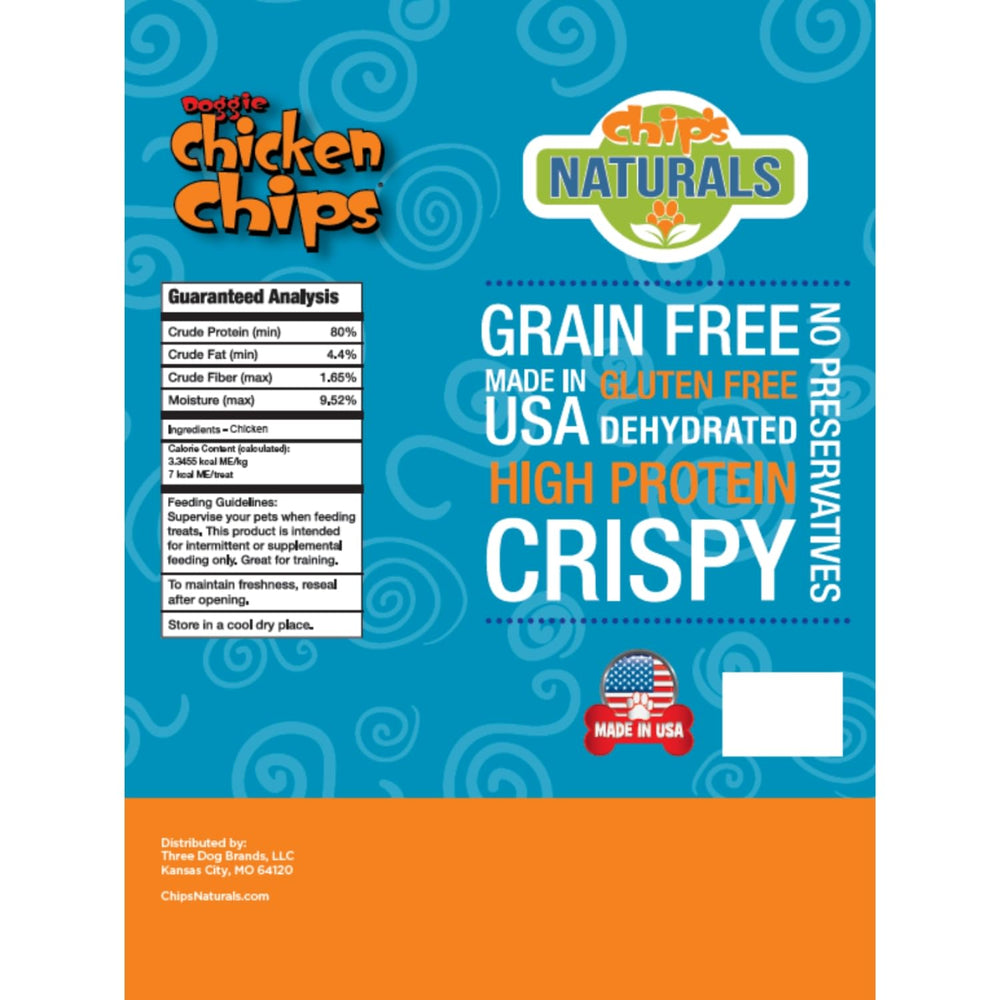 Chip's Naturals Doggie Chicken Chips bowl – grain-free crunch ideal for training.