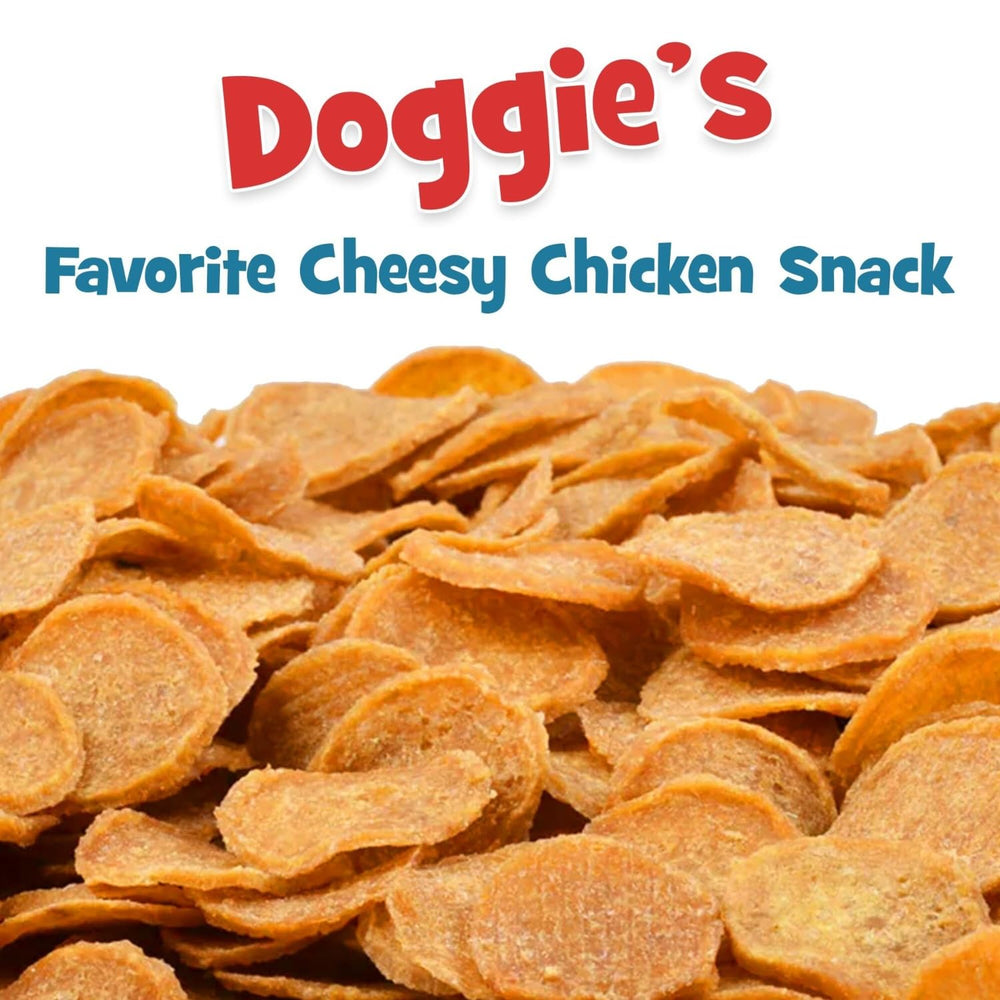 Chip's Naturals Cheesy Flavored Doggie Chicken Chips feeding time with a tasty reward.