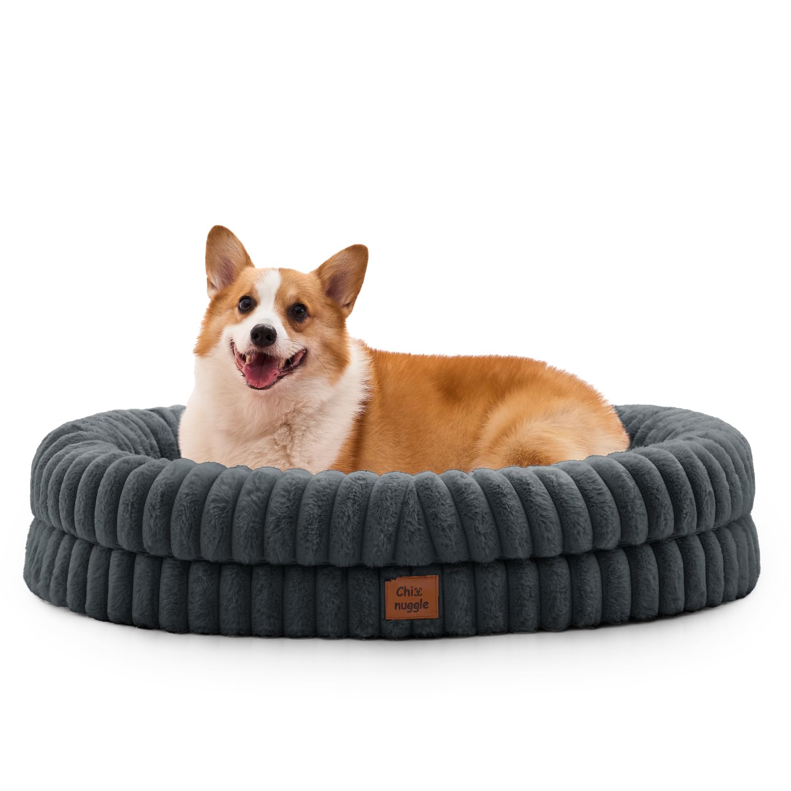 ChiXnuggle Large Dog Bed with plush faux fur for cozy comfort.