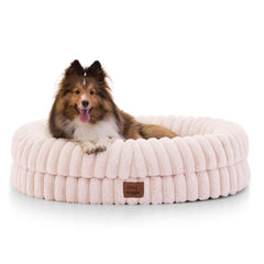 ChiXnuggle medium dog bed front view shows plush fur for calming comfort