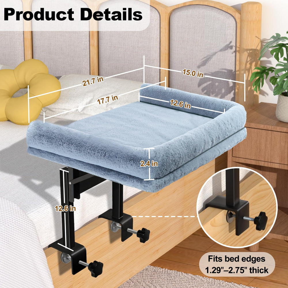 Chloraeon bedside bed closeup cushion highlights plush comfort for pets.