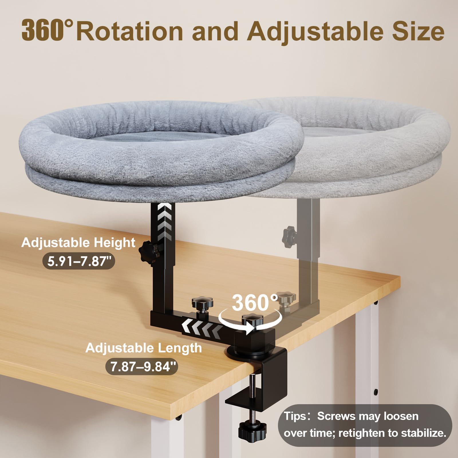 Chloraeon large-cat desk bed featuring 18-inch design for extra space.