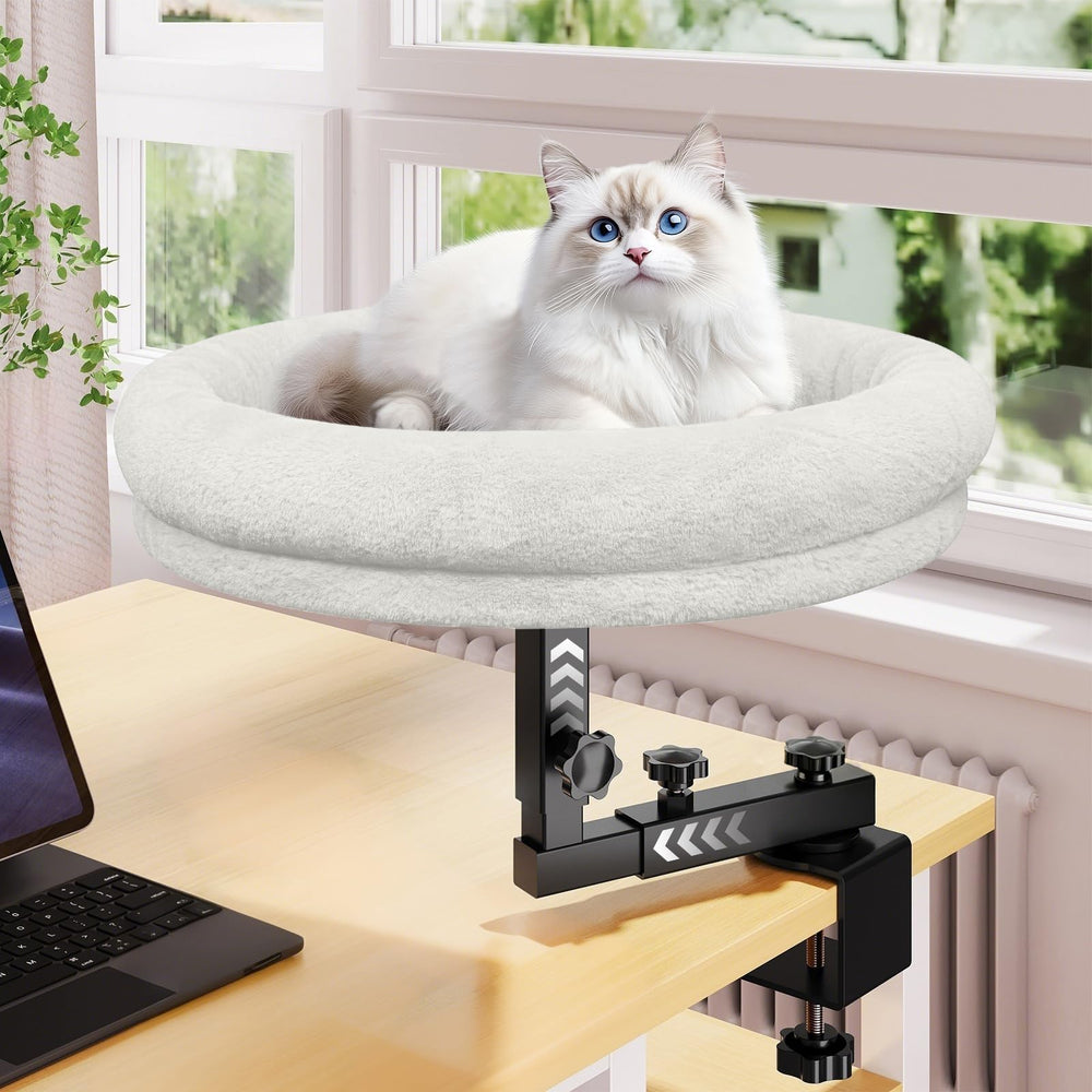 Chloraeon large cat desk bed with 360° rotation for flexible lounging.