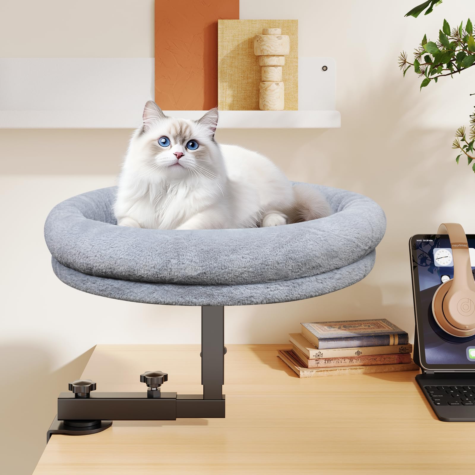 Chloraeon cat desk bed in use beside your workstation.