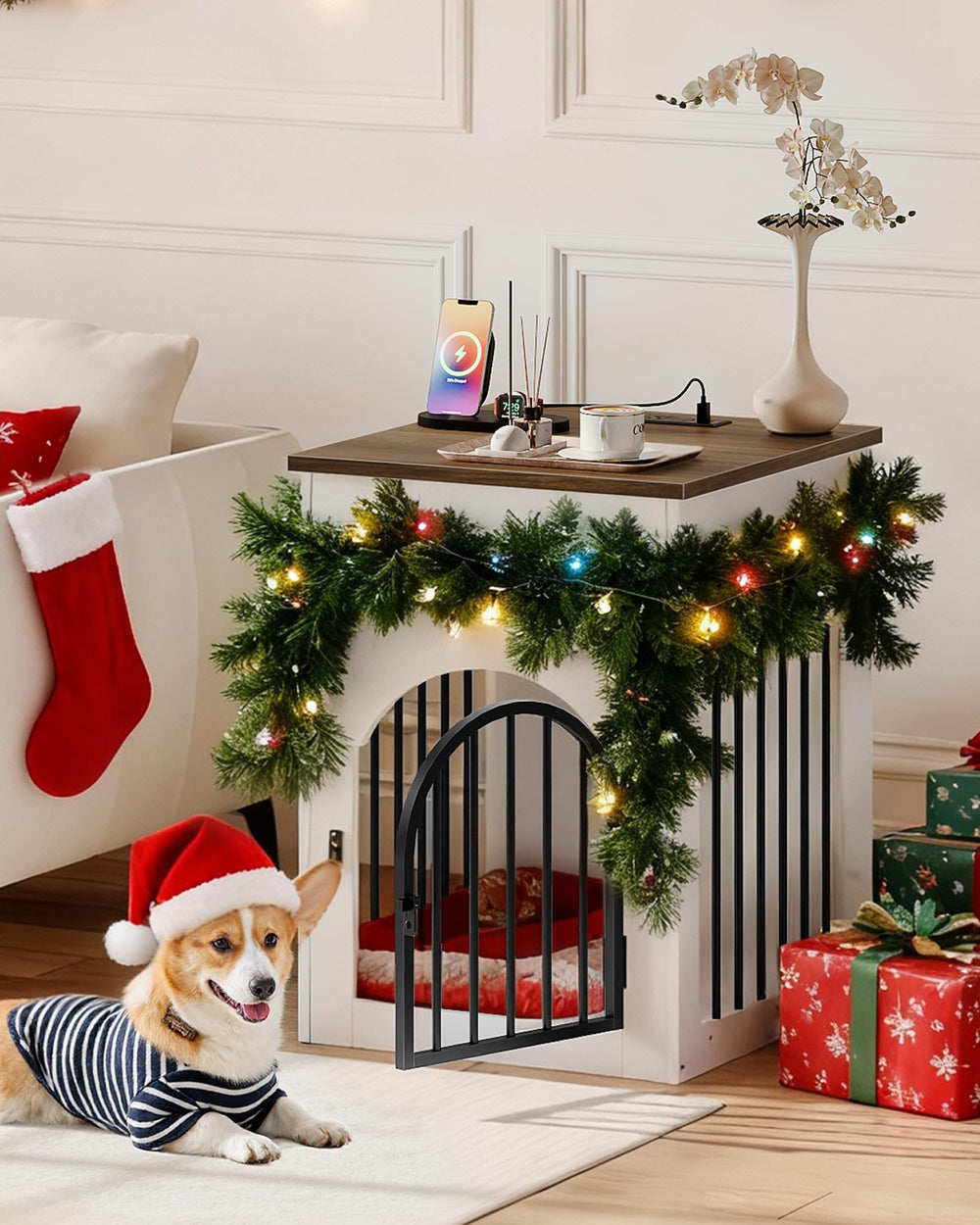 CHOEZON end table with drawer storage keeps pet essentials organized.